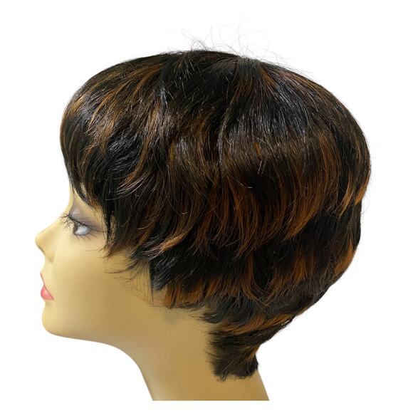 Off Black Copper Synthetic Boy Cut Pixie Everyday Wig FS1B/30 NWT - A959 - Picture 7 of 13